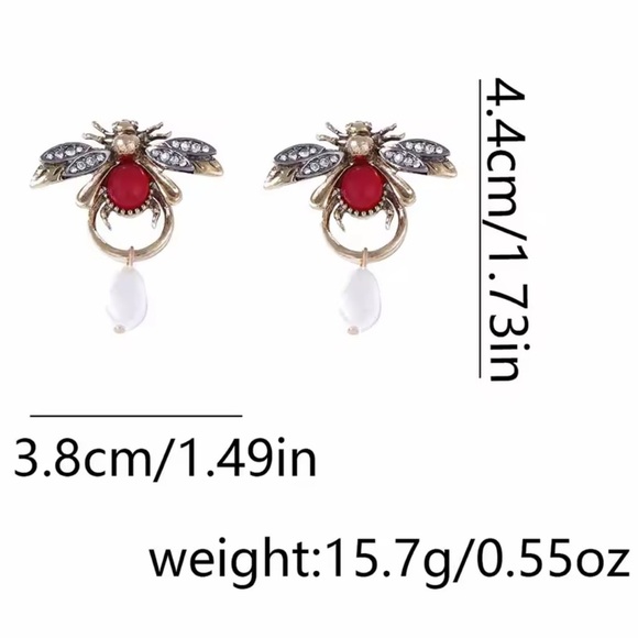 Zara Vintage Metal Animal Insect Water Drop Earrings - Picture 5 of 5